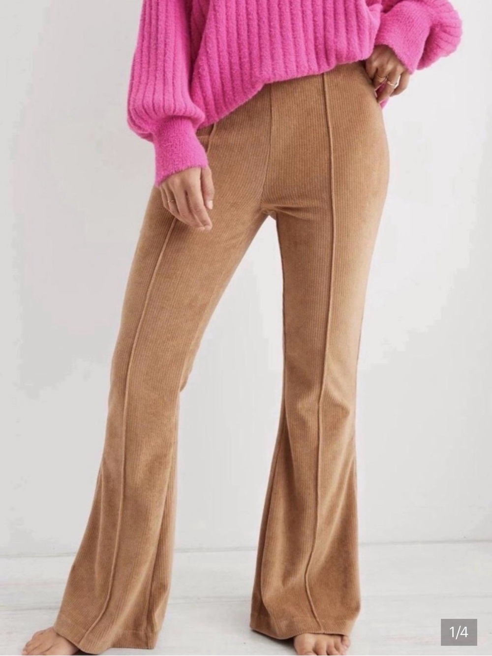 aerie Ribbed Corduroy Pants in Camel